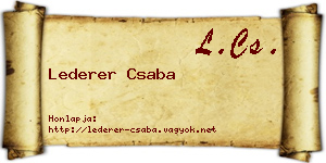 Lederer Csaba névjegykártya